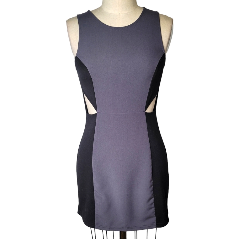 Women's H&M black and grey sleeveless mini dress with cut outs Size 6